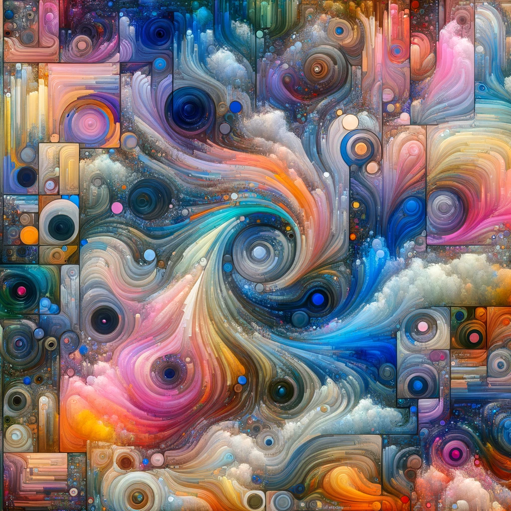 AI-generated abstract art, showcasing a blend of colors and patterns.