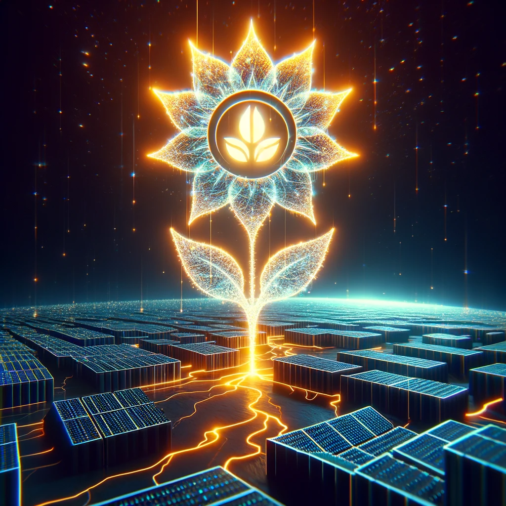 Radiant Growth of Solana: symbolizing the vibrant growth and dynamic energy of the Solana blockchain. The luminous design reflects Solana's rising presence in the world of cryptocurrency. 